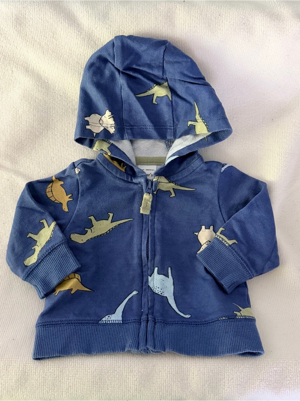 Baby Boys’ Blue Dinosaur Zip-Up Hoodie